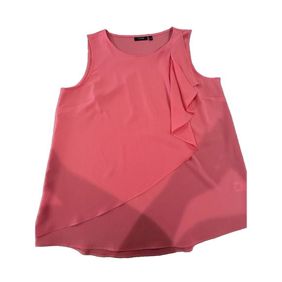 Apt. 9 Tops - Apt. 9 Women's L Pink Chiffon Ruffle Front Sleeveless Round Neck Blouse
